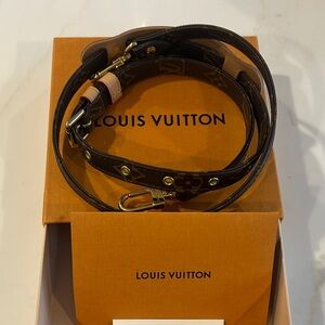 Authentic Louis Vuitton Brown Monogram Strap with Gold Accents Crossbody